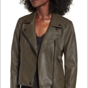 Blank NYC - Size M - Dark Green Leather Moto Jacket